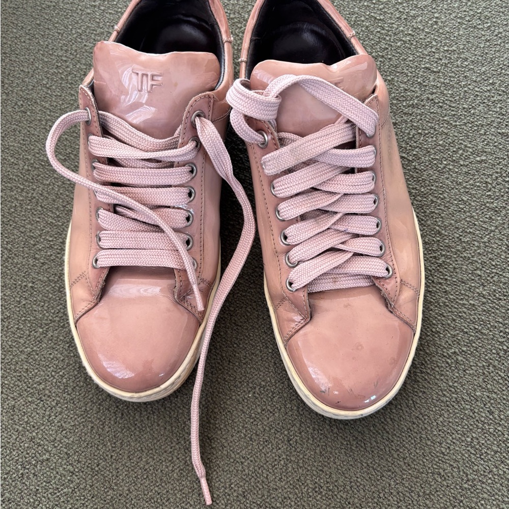 Tom Ford Pink Patent Leather Low-Top Sneakers